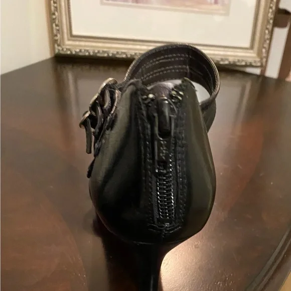 Nine West zipper back, open toe heels in Black - Picture 5 of 9
